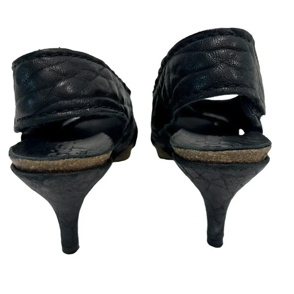 Pedro Garcia Luna Mid-Heel Slingback Sandals Soft Suede Cork Black Size 7.5 - Picture 5 of 9
